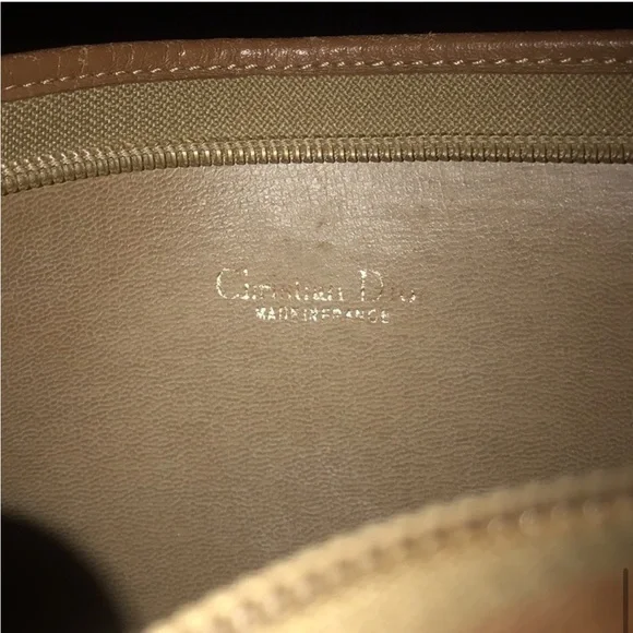 DIOR Vintage Honeycomb Zip Pouch Clutch Bag Monogram Tan - Picture 8 of 11